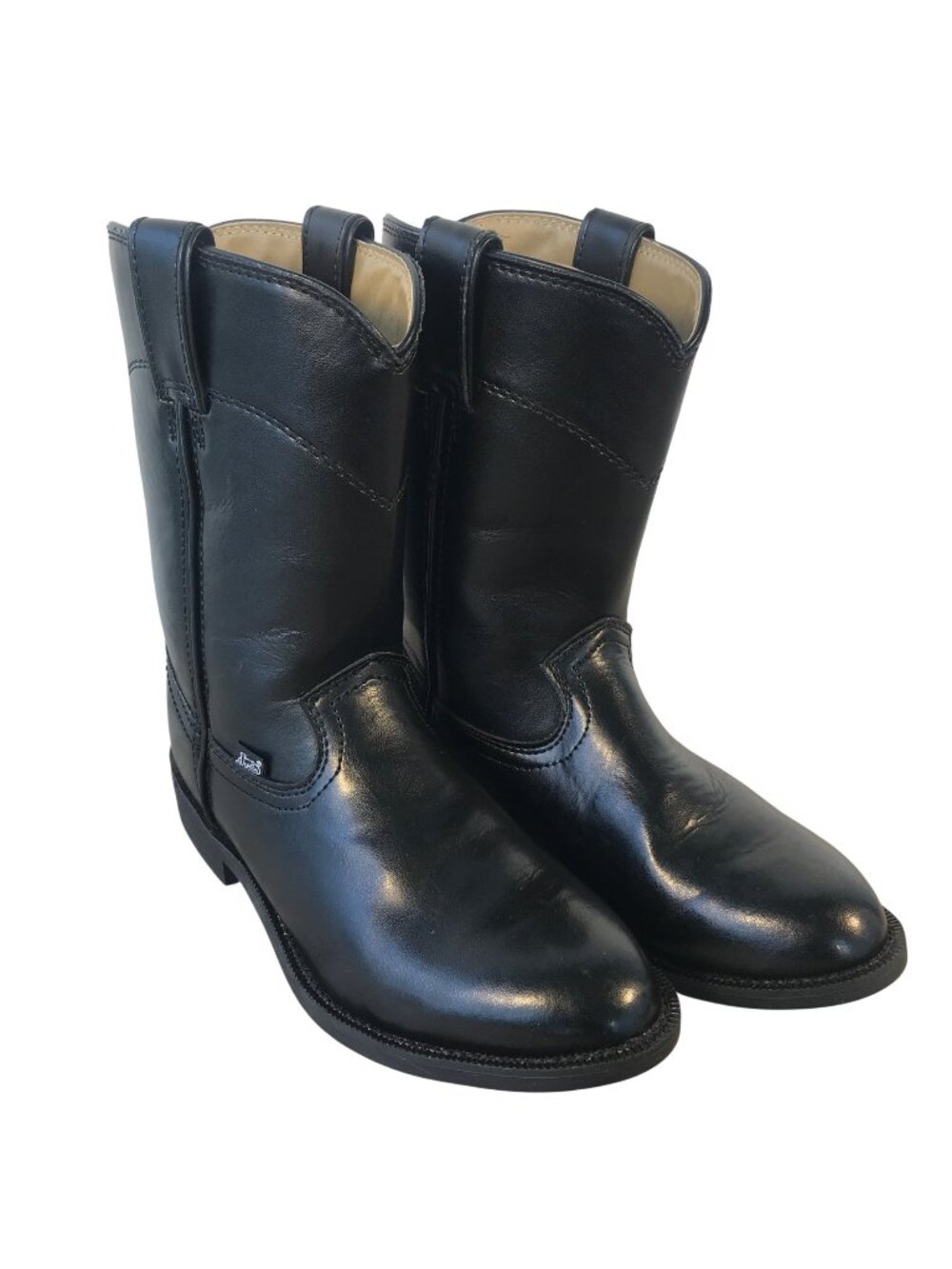 Justin Basic Dress Roper Mens Black Leather Cowboy Western Boots 8.5 Wide